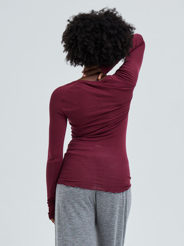 Seamless Basic Cotton Elvira | Cotton L/S T-Shirt Burgundy