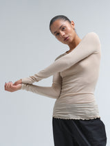 Seamless Basic Cotton Elvira | Cotton L/S T-Shirt Dark sand