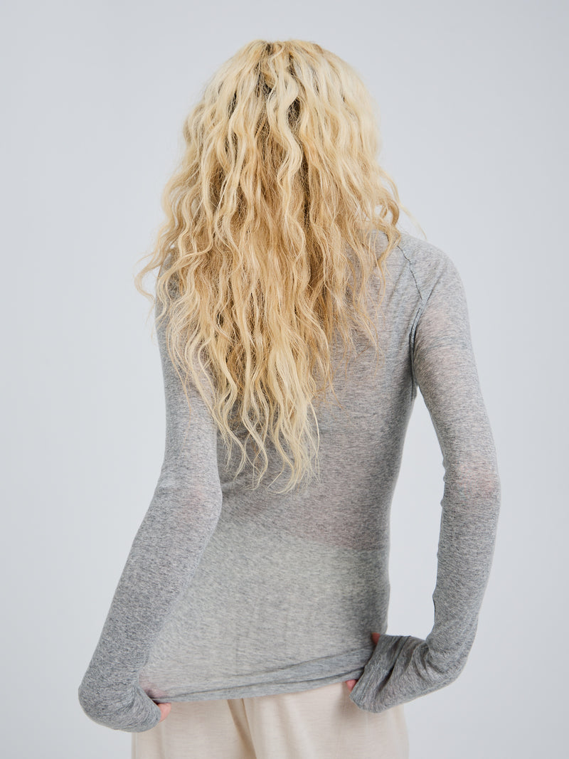 Seamless Basic Cotton Elvira | Cotton L/S T-Shirt Grey Melange