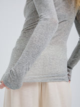 Seamless Basic Cotton Elvira | Cotton L/S T-Shirt Grey Melange