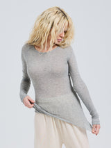 Seamless Basic Cotton Elvira | Cotton L/S T-Shirt Grey Melange