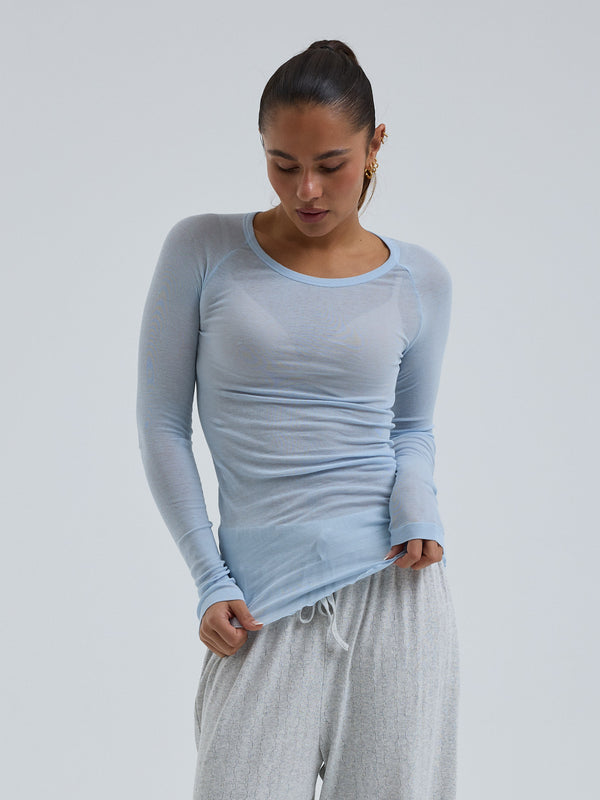 Seamless Basic Cotton Elvira | Cotton L/S T-Shirt Hazy Sky