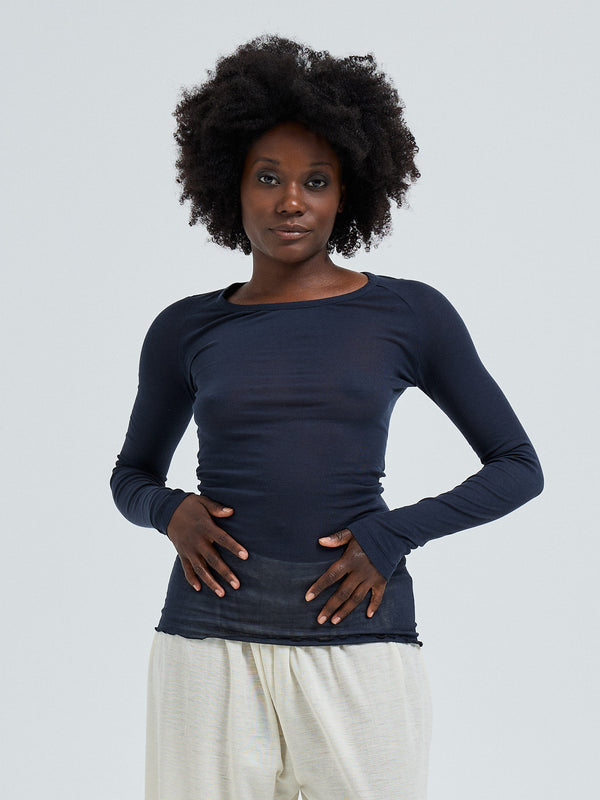 Seamless Basic Cotton Elvira | Cotton L/S T-Shirt Midnight