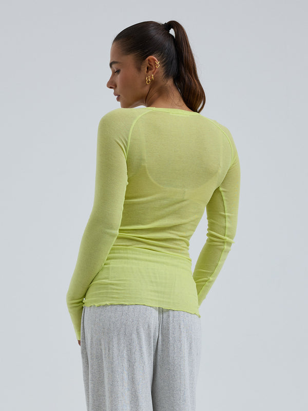 Seamless Basic Cotton Elvira | Cotton L/S T-Shirt Neon Yellow