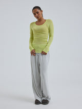 Seamless Basic Cotton Elvira | Cotton L/S T-Shirt Neon Yellow