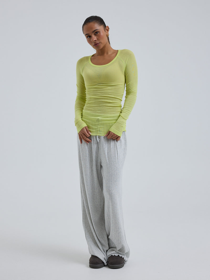 Seamless Basic Cotton Elvira | Cotton L/S T-Shirt Neon Yellow