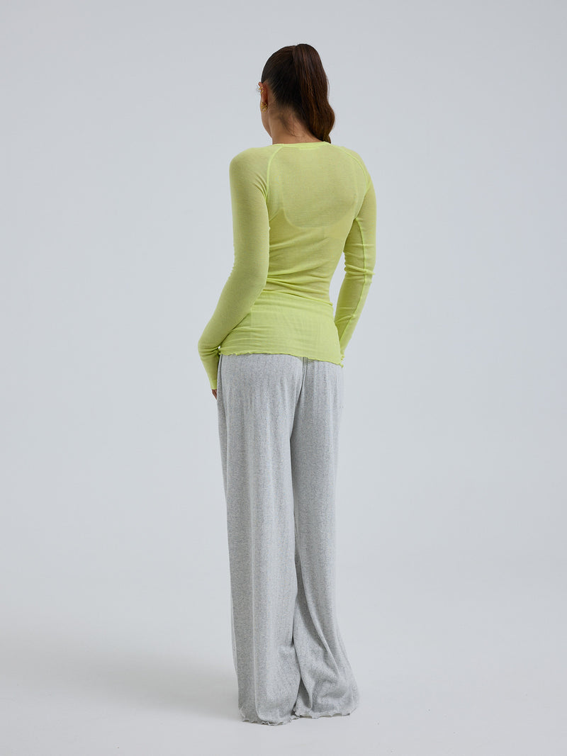 Seamless Basic Cotton Elvira | Cotton L/S T-Shirt Neon Yellow