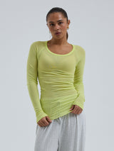 Seamless Basic Cotton Elvira | Cotton L/S T-Shirt Neon Yellow