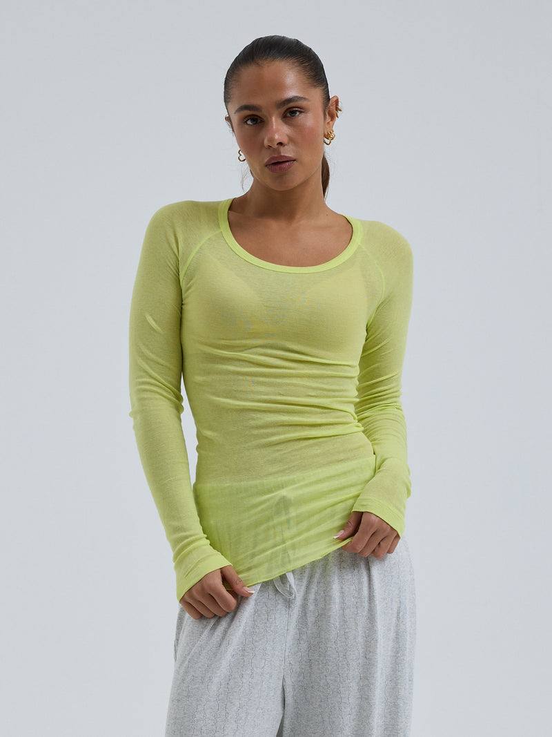 Seamless Basic Cotton Elvira | Cotton L/S T-Shirt Neon Yellow