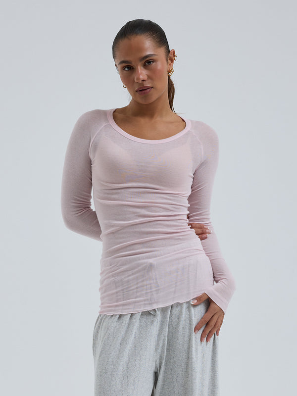 Seamless Basic Cotton Elvira | Cotton L/S T-Shirt Pale Rose