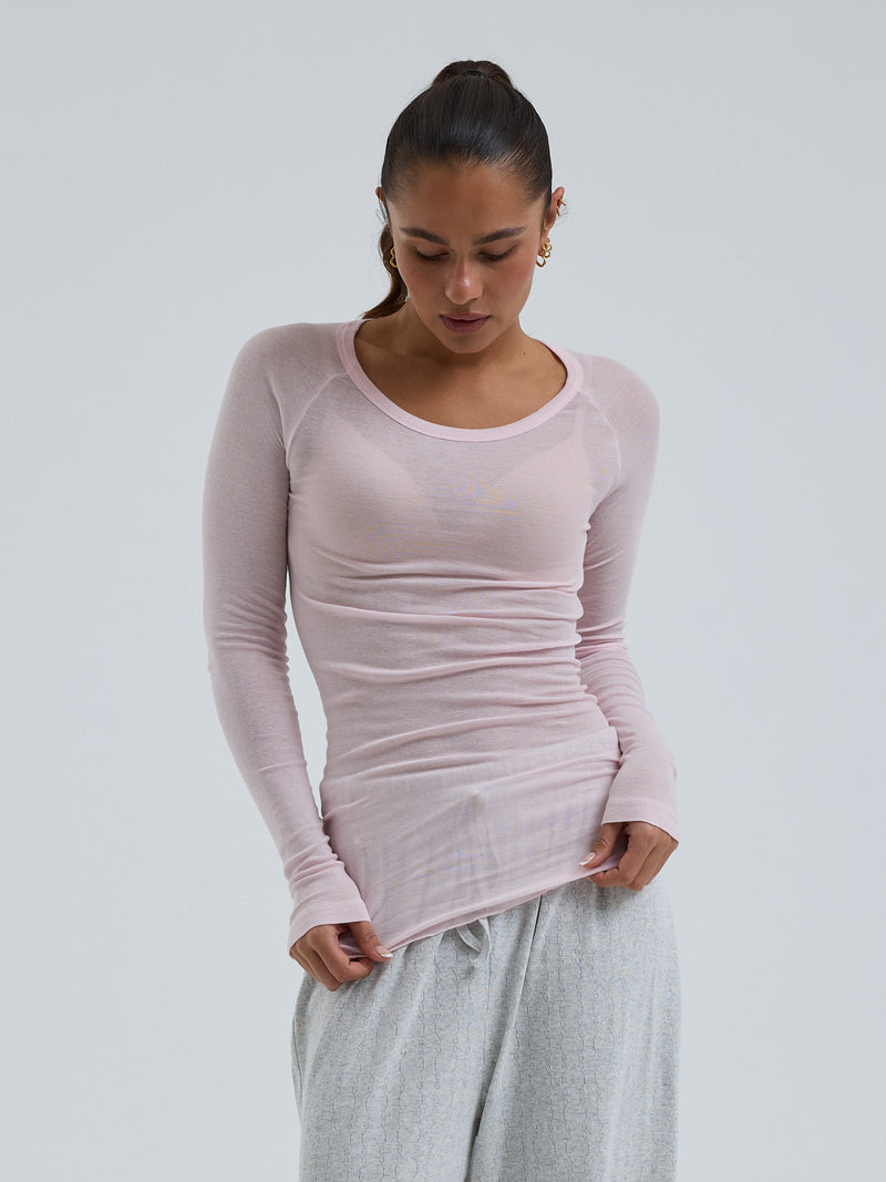 Seamless Basic Cotton Elvira | Cotton L/S T-Shirt Pale Rose