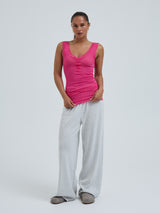 Seamless Basic Cotton Lacey | Cotton Tank Top Berry Pink