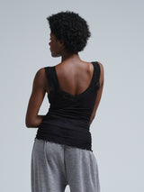 Seamless Basic Cotton Lacey | Cotton Tank Top Black