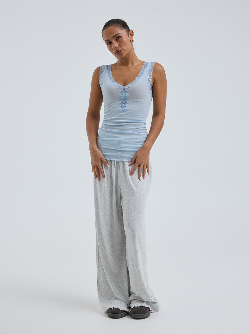 Seamless Basic Cotton Lacey | Cotton Tank Top Hazy Sky