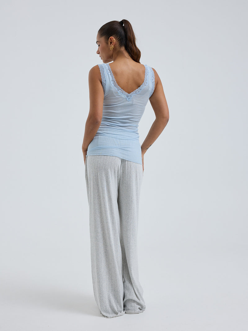 Seamless Basic Cotton Lacey | Cotton Tank Top Hazy Sky