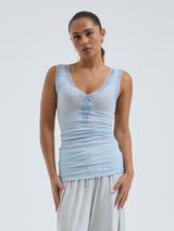 Seamless Basic Cotton Lacey | Cotton Tank Top Hazy Sky
