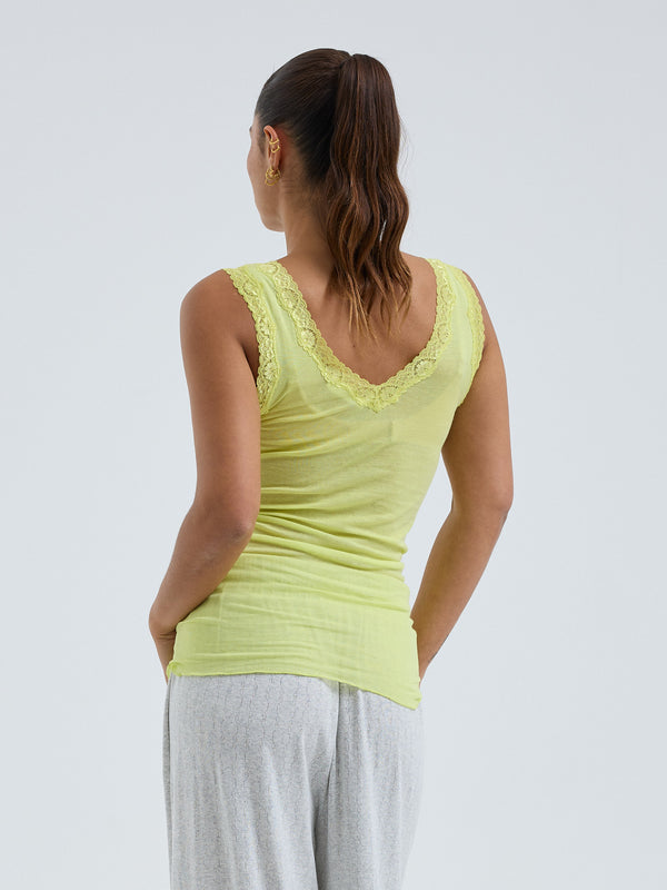 Seamless Basic Cotton Lacey | Cotton Tank Top Neon Yellow