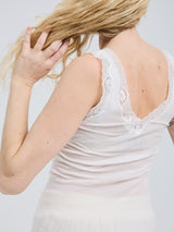 Seamless Basic Cotton Lacey | Cotton Tank Top Off-White