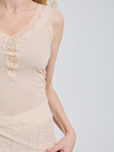 Seamless Basic Cotton Lacey | Cotton Tank Top Rosie Beige