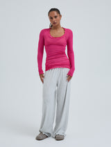 Seamless Basic Cotton Romance | Cotton L/S T-Shirt Berry Pink