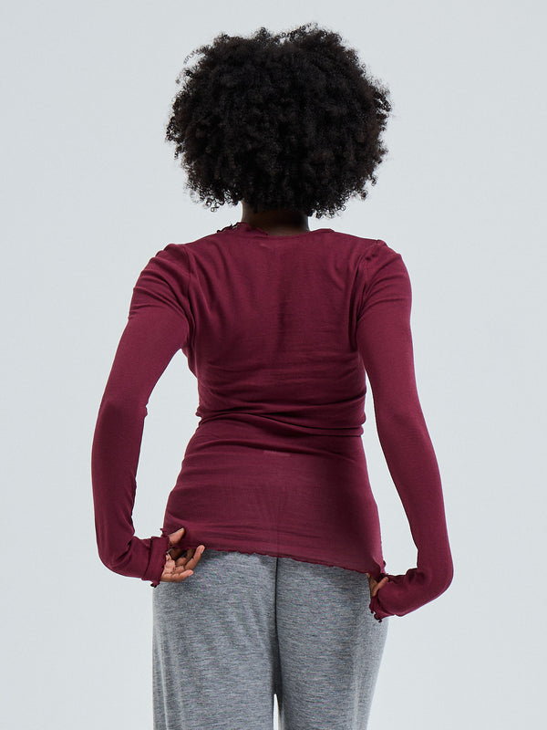 Seamless Basic Cotton Romance | Cotton L/S T-Shirt Burgundy