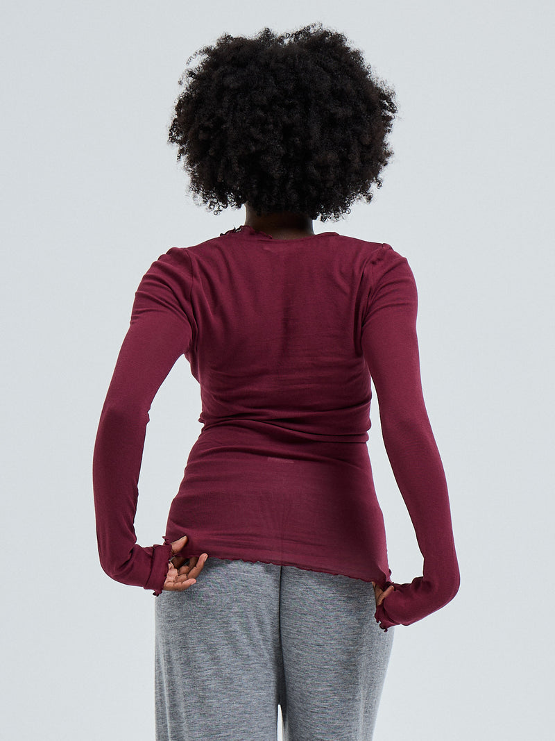 Seamless Basic Cotton Romance | Cotton L/S T-Shirt Burgundy