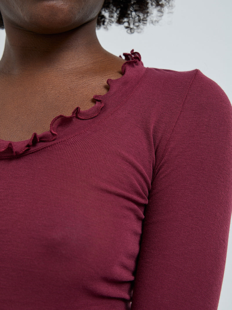 Seamless Basic Cotton Romance | Cotton L/S T-Shirt Burgundy