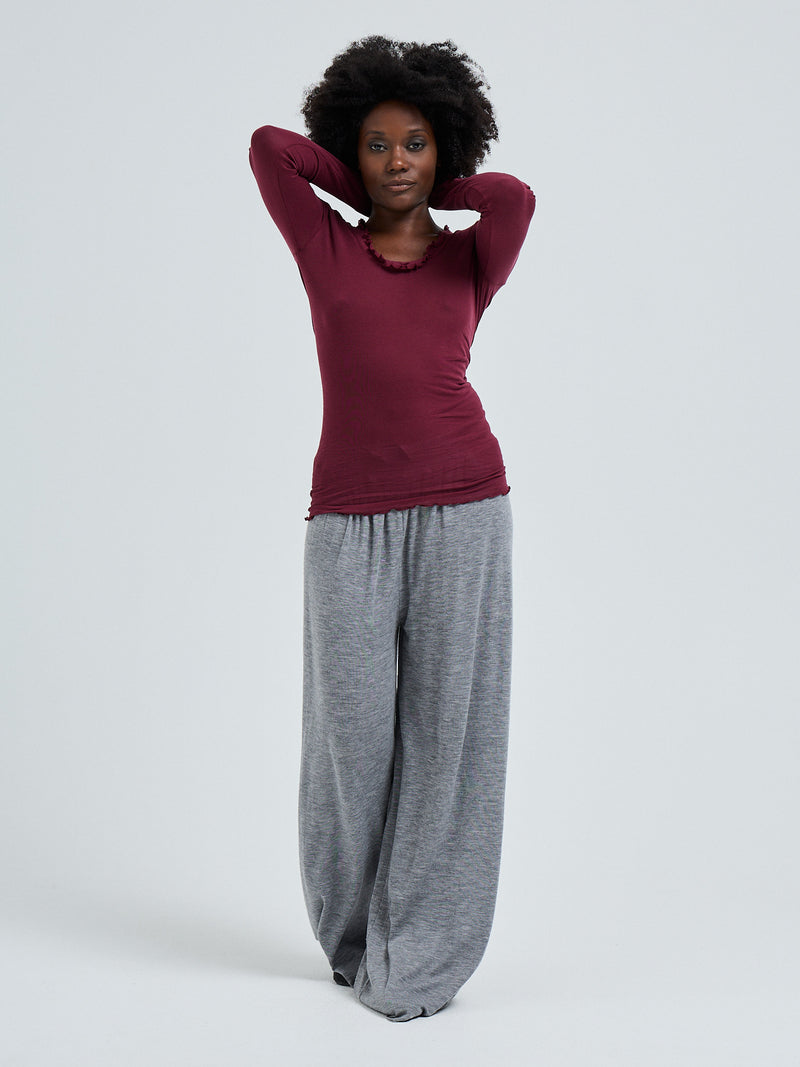 Seamless Basic Cotton Romance | Cotton L/S T-Shirt Burgundy
