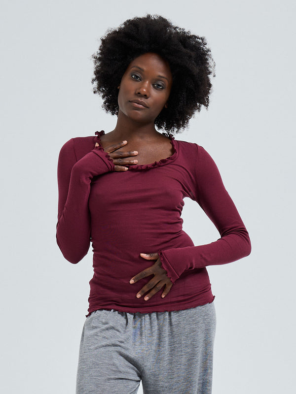 Seamless Basic Cotton Romance | Cotton L/S T-Shirt Burgundy