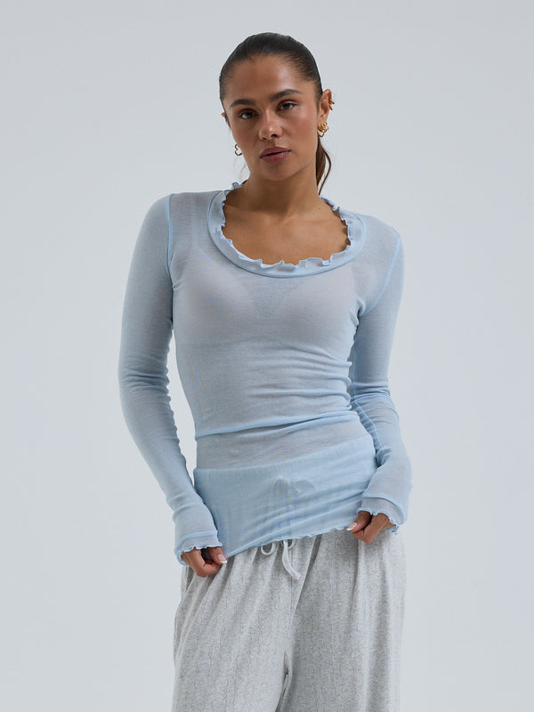 Seamless Basic Cotton Romance | Cotton L/S T-Shirt Hazy Sky