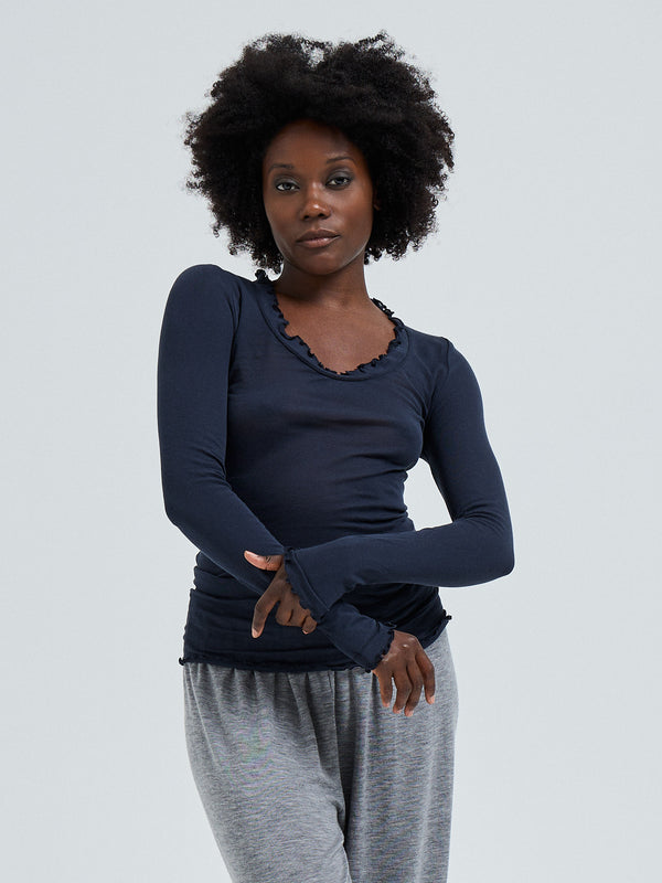 Seamless Basic Cotton Romance | Cotton L/S T-Shirt Midnight