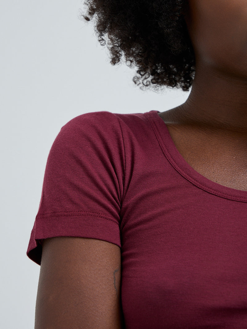 Seamless Basic Cotton Roseanna | Cotton S/S T-Shirt Burgundy