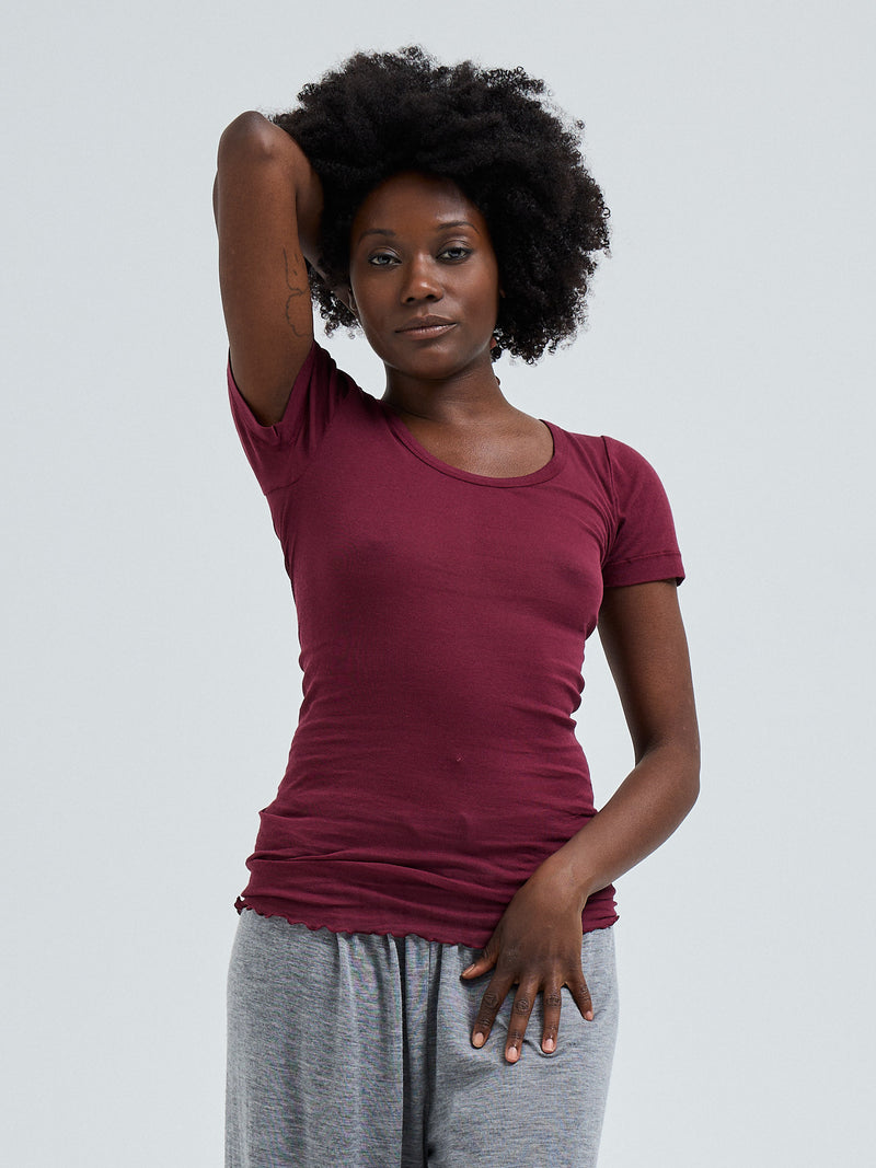 Seamless Basic Cotton Roseanna | Cotton S/S T-Shirt Burgundy