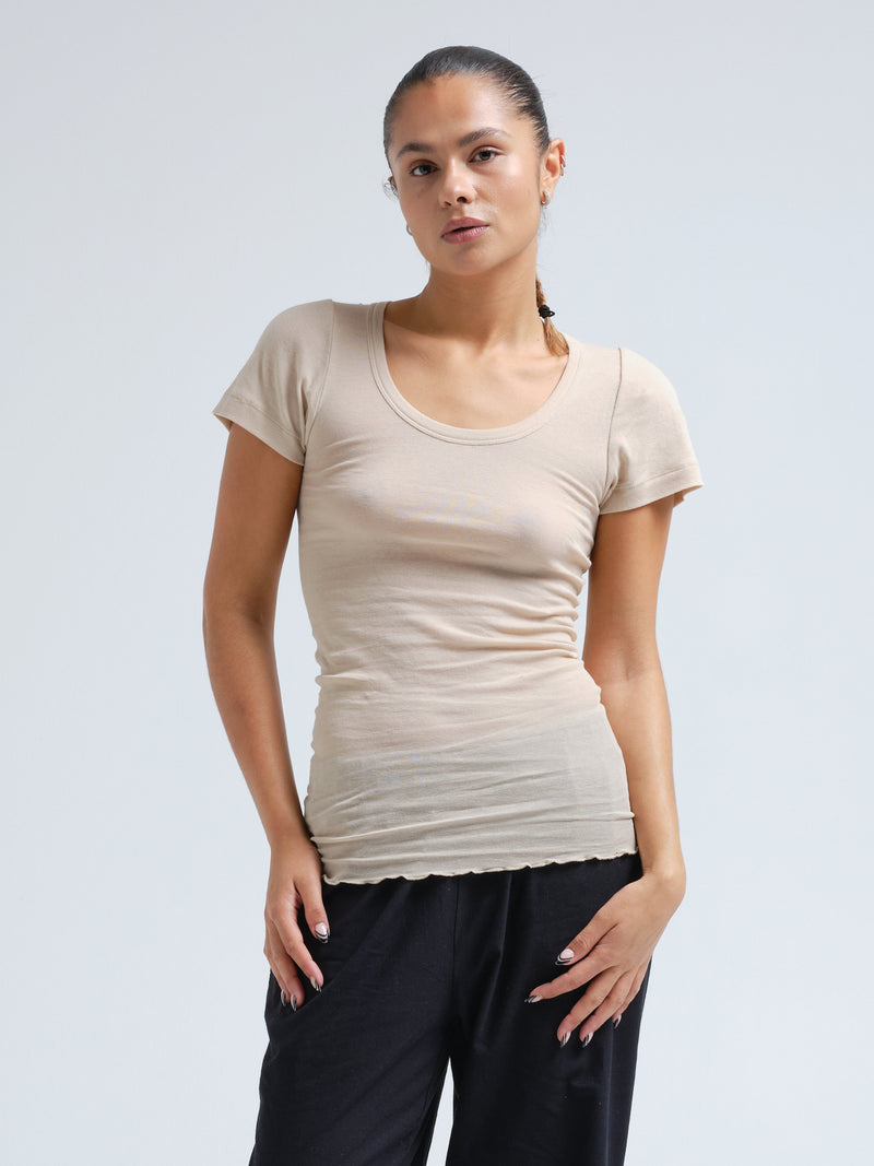 Seamless Basic Cotton Roseanna | Cotton S/S T-Shirt Dark sand