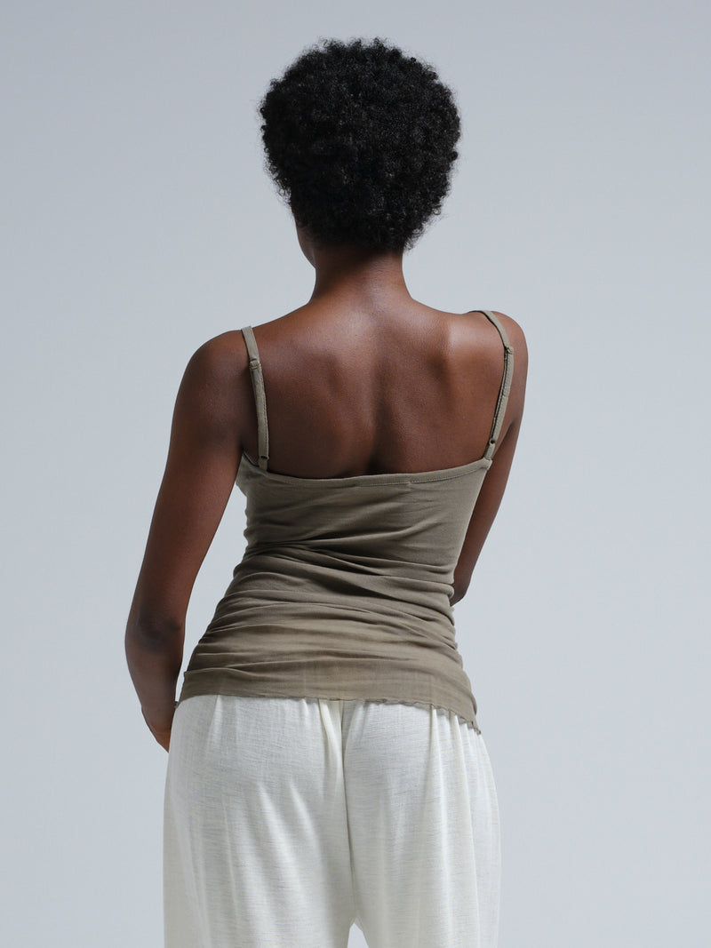 Seamless Basic Cotton Spaghetti | Cotton Strap Top Tea Leaf