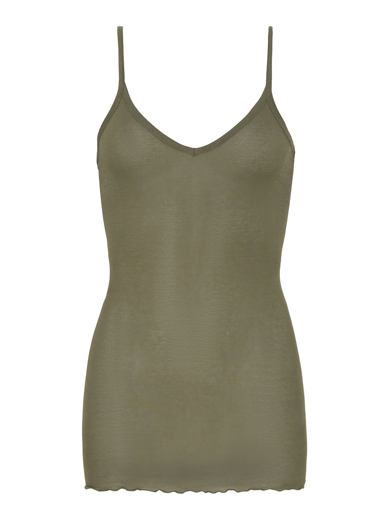 Seamless Basic Cotton Spaghetti | Cotton Strap Top Tea Leaf