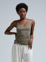 Seamless Basic Cotton Spaghetti | Cotton Strap Top Tea Leaf