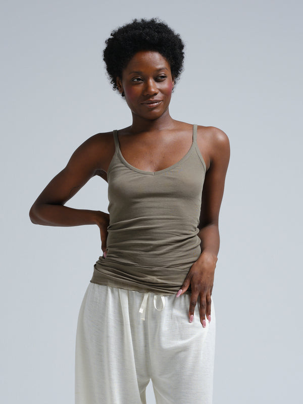 Seamless Basic Cotton Spaghetti | Cotton Strap Top Tea Leaf