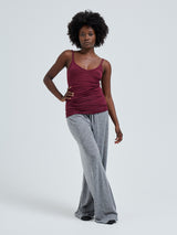 Seamless Basic Cotton Spaghetti | Cotton Strap Top Burgundy