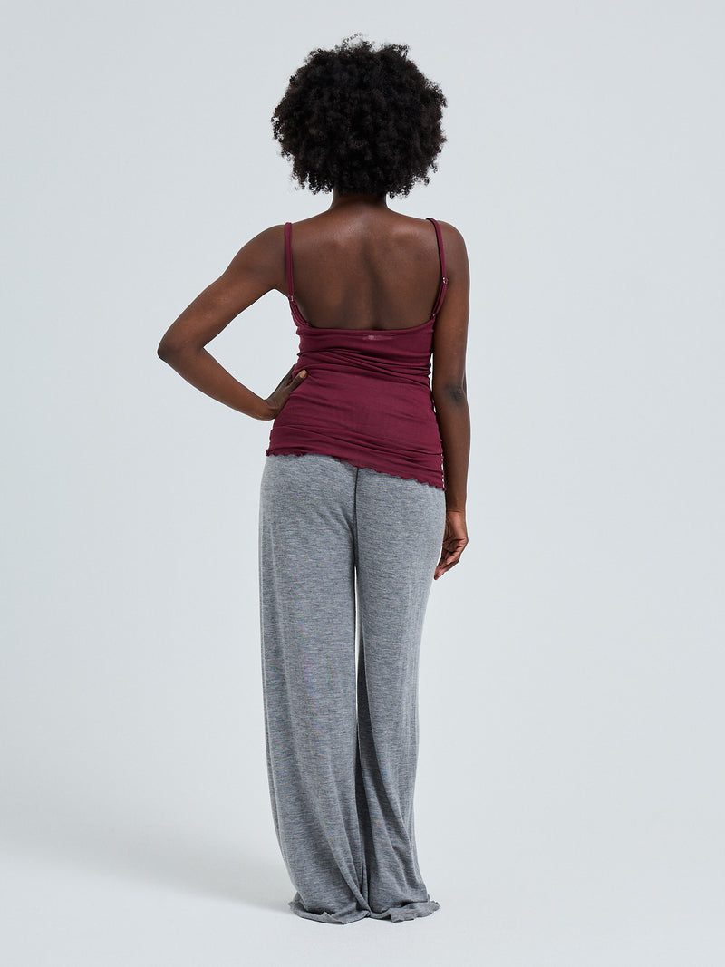 Seamless Basic Cotton Spaghetti | Cotton Strap Top Burgundy