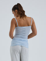Seamless Basic Cotton Spaghetti | Cotton Strap Top Hazy Sky