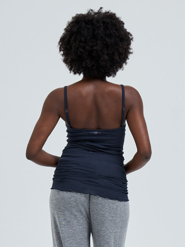 Seamless Basic Cotton Spaghetti | Cotton Strap Top Midnight