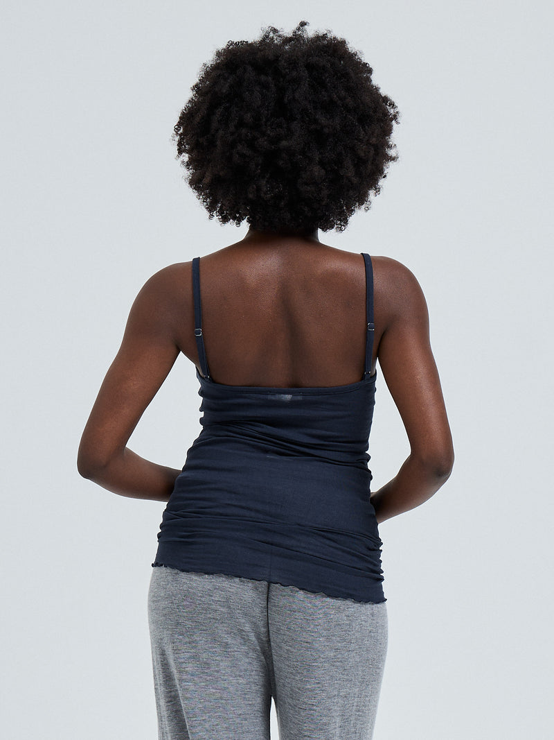 Seamless Basic Cotton Spaghetti | Cotton Strap Top Midnight
