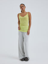 Seamless Basic Cotton Spaghetti | Cotton Strap Top Neon Yellow