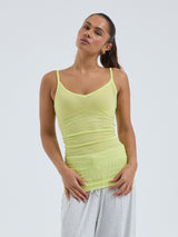 Seamless Basic Cotton Spaghetti | Cotton Strap Top Neon Yellow
