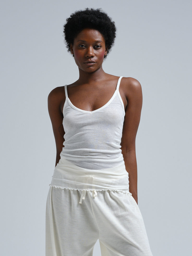 Seamless Basic Cotton Spaghetti | Cotton Strap Top Off-White