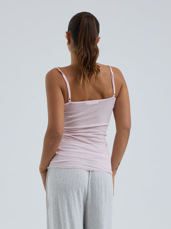 Seamless Basic Cotton Spaghetti | Cotton Strap Top Pale Rose