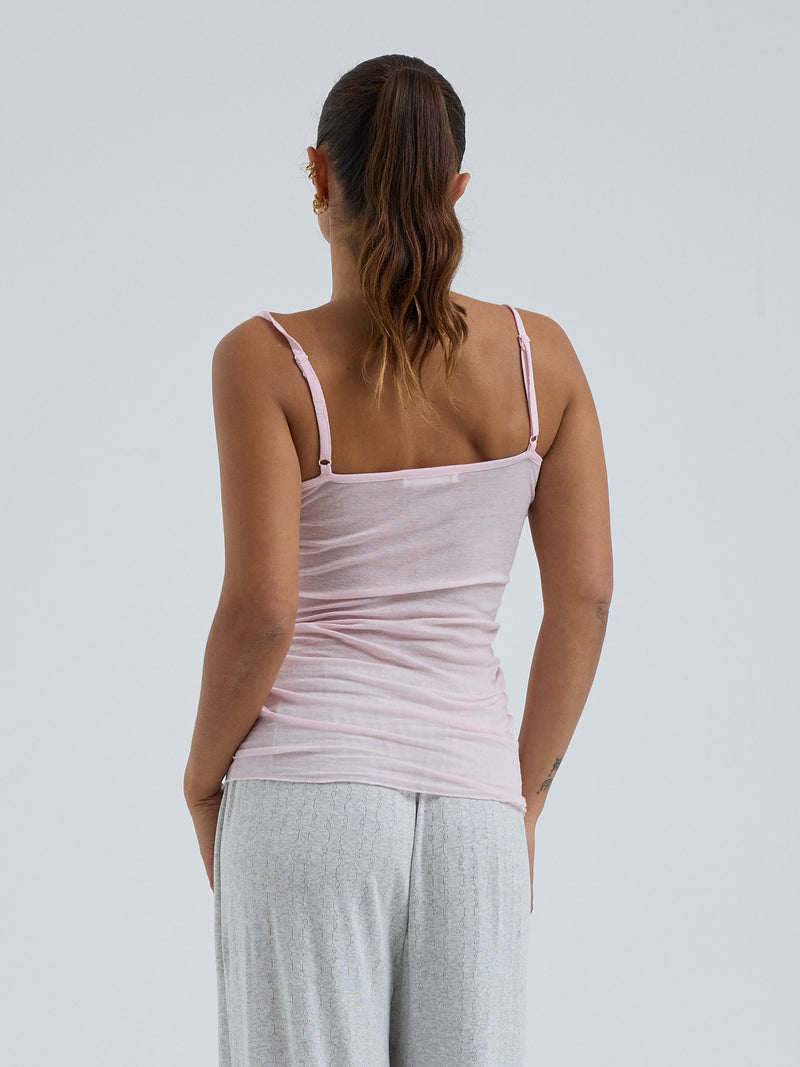 Seamless Basic Cotton Spaghetti | Cotton Strap Top Pale Rose