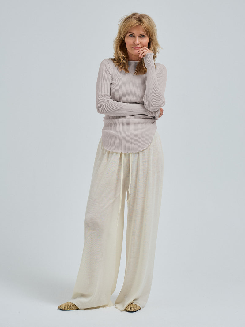 Seamless Basic Elegante | Merino wool L/S T-Shirt Beige