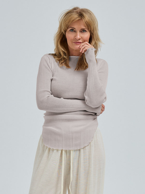 Seamless Basic Elegante | Merino wool L/S T-Shirt Beige
